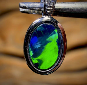 14k White Gold - Queensland Boulder Opal Doublet Pendant with Diamonds Bargain