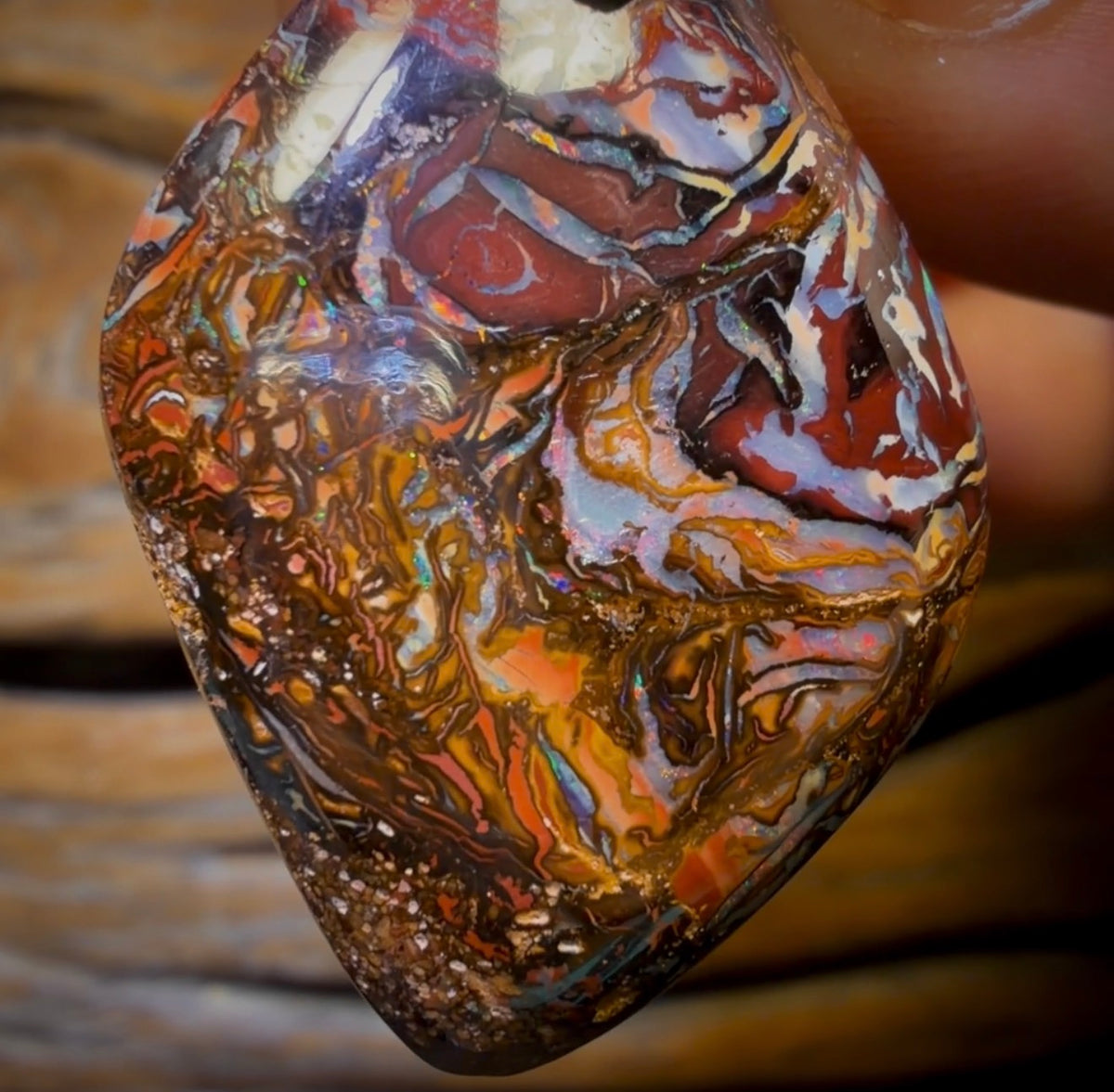 34 x 23mm - Drilled Tribal Queensland Tribal Boulder Opal Necklace