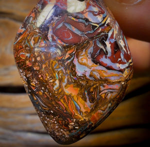 34 x 23mm - Drilled Tribal Queensland Tribal Boulder Opal Necklace