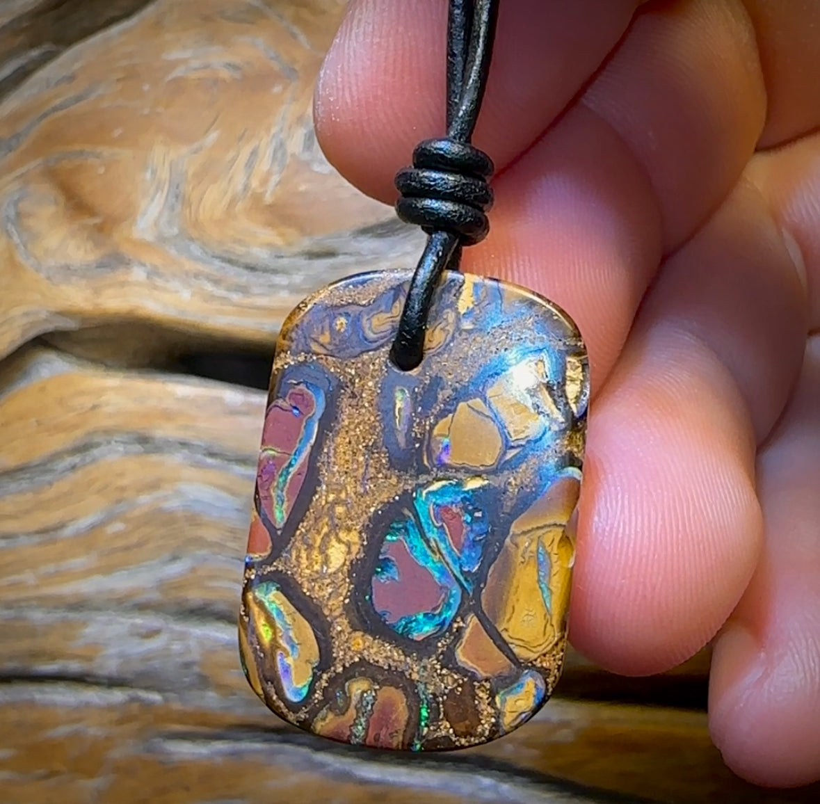 30 x 20mm - “Top Multi Kernel Conglomerate delight” Drilled Australian Boulder Opal Necklace