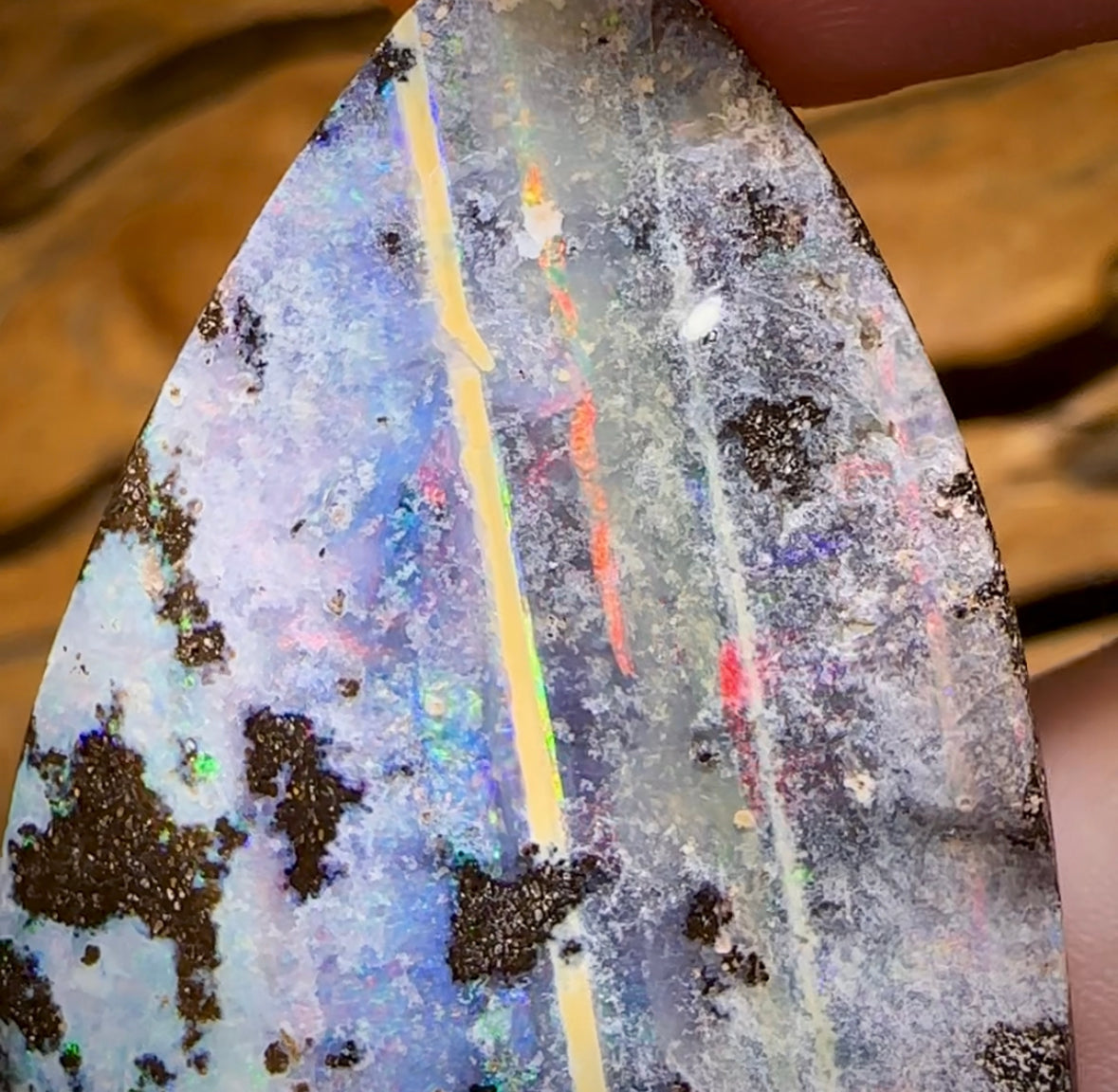 136.6cts - “Blue Leopard”Large Australian Boulder Seam Opal from Opalton