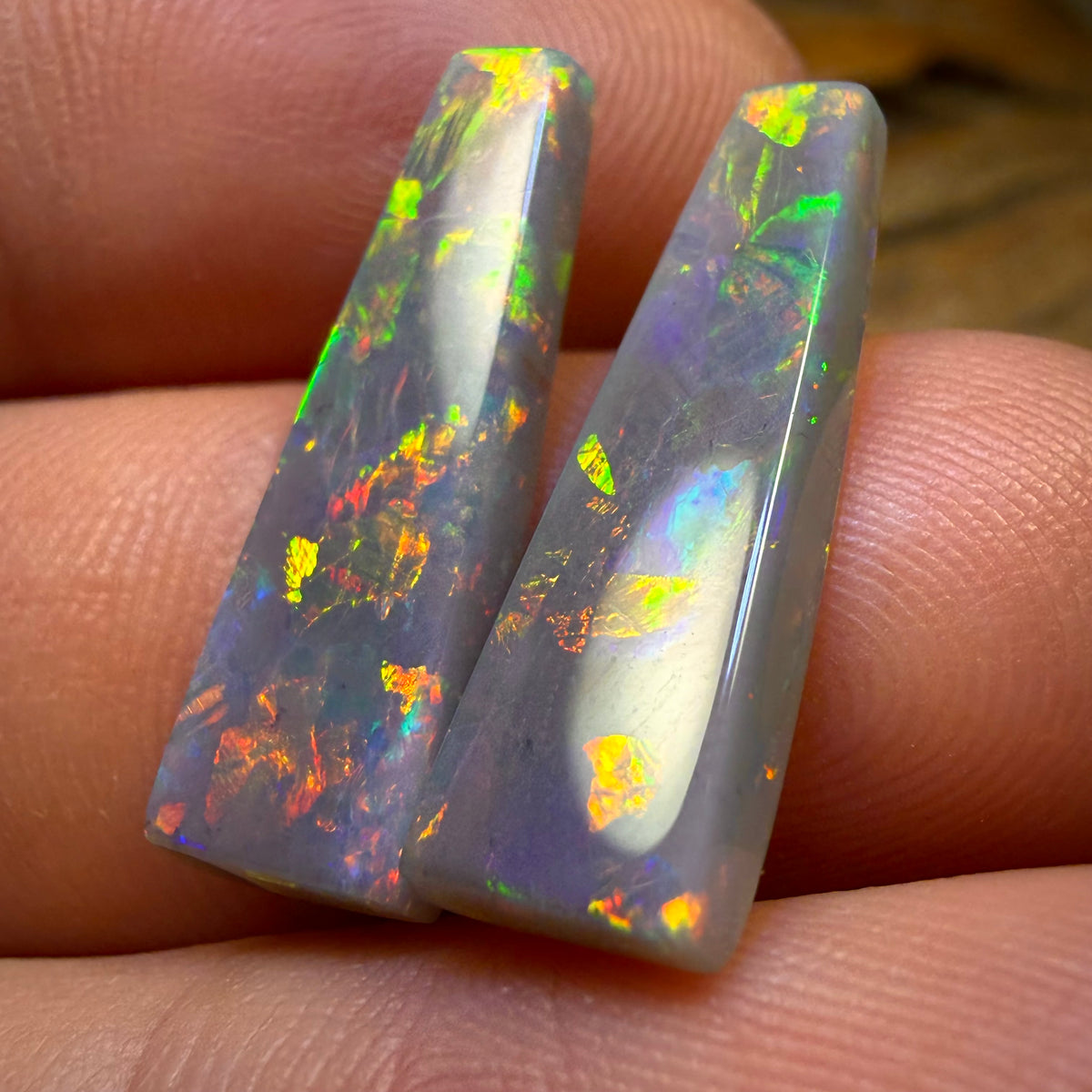 7.7cts - Top South Australian Dark Opal Pair from Mintabie