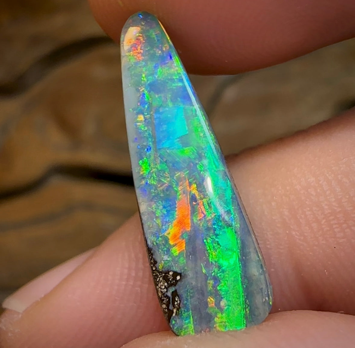 5.6cts - “Light Beams” Australian Boulder Opal from Winton. Gem Quality - Opal Whisperers