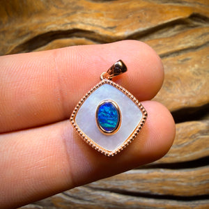 NEW DESIGN Sterling Silver Rose Gold Plated - Queensland Boulder Opal Doublet Pendant