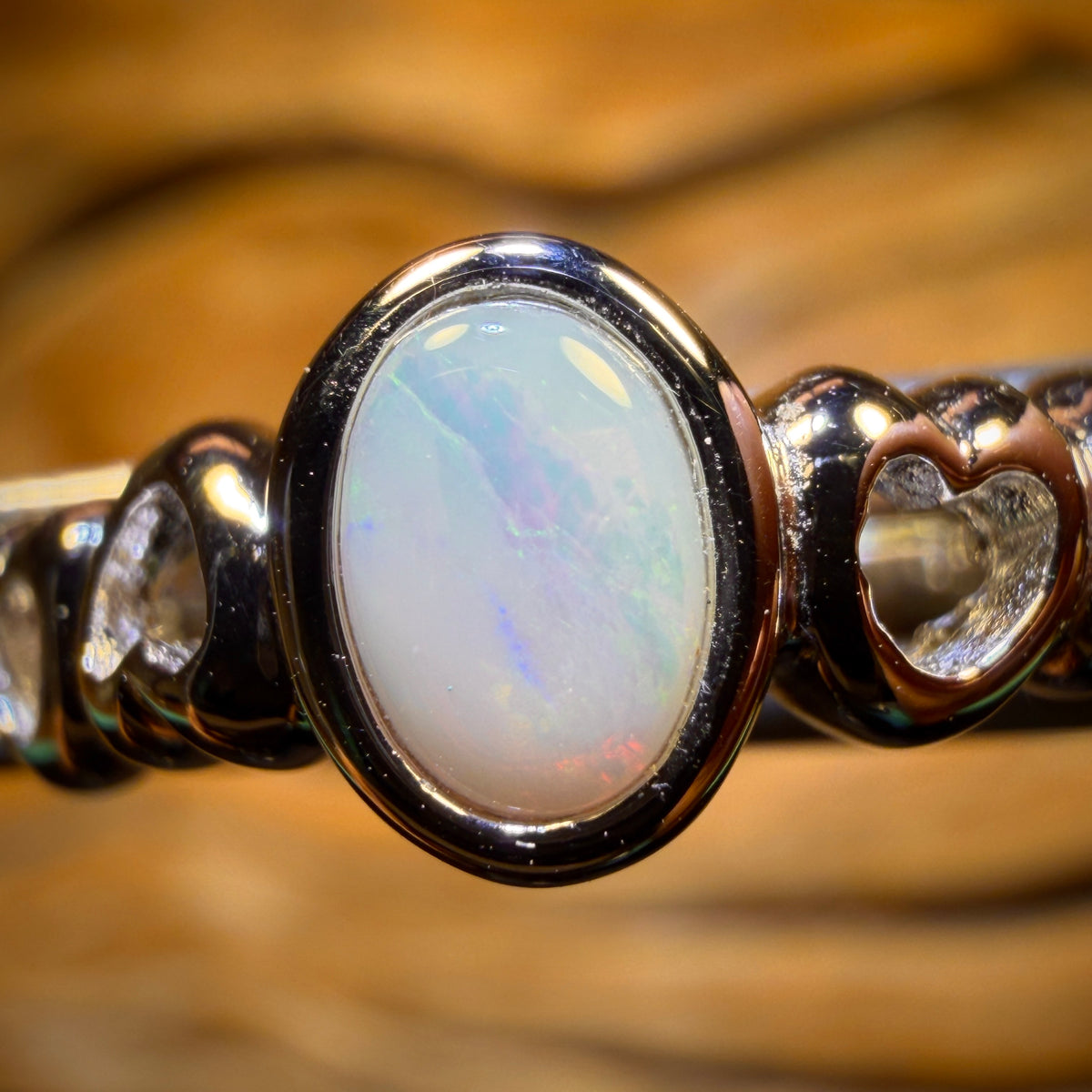 Sterling Silver - Solid South Australian Crystal Opal Ring