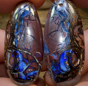 97.4cts - Koroit Nut Opal Pair. TRIBAL PATTERN