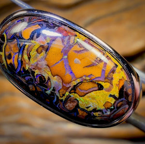 Sterling Silber - Ring aus massivem Tribal Boulder Opal, Unisex