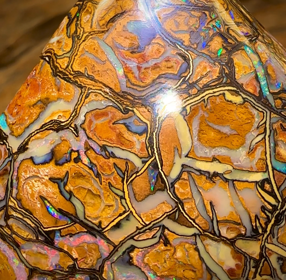 258.9cts - Large Top Tribal Queensland Boulder Art of Opal Style Polished Specimen