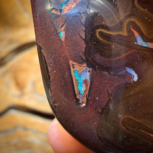 40 x 21mm - Drilled Tribal Queensland Boulder Opal Necklace