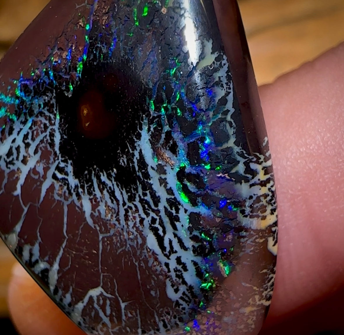 36.3cts - “Black Hole” Tribal Queensland Boulder Opal Picture Stone from Koroit