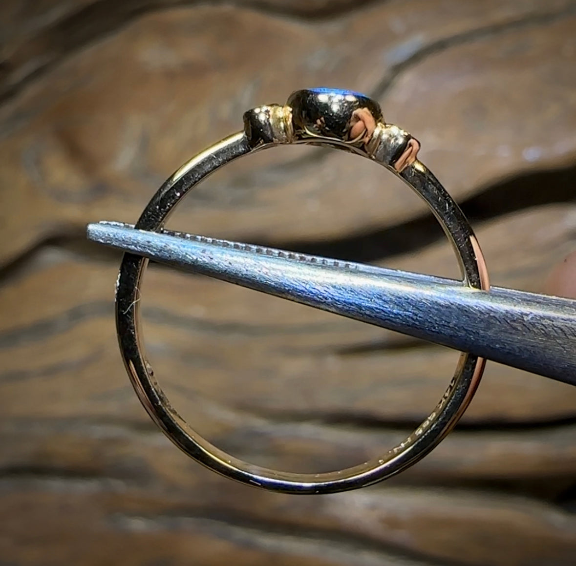 14k Gold - Queensland Boulder Doublet Opal Ring with Diamonds - Opal Whisperers