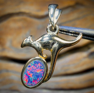 Sterling Silver - Australian Boulder Opal Doublet ROO Pendant