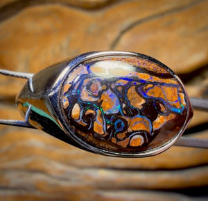 Bague unisexe en argent sterling et opale massive de style tribal