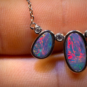 Sterling Silver - “3x the Fire” Queensland Boulder Opal Doublet Pendant w/ Necklace. ONE OFF IN RED FIRE