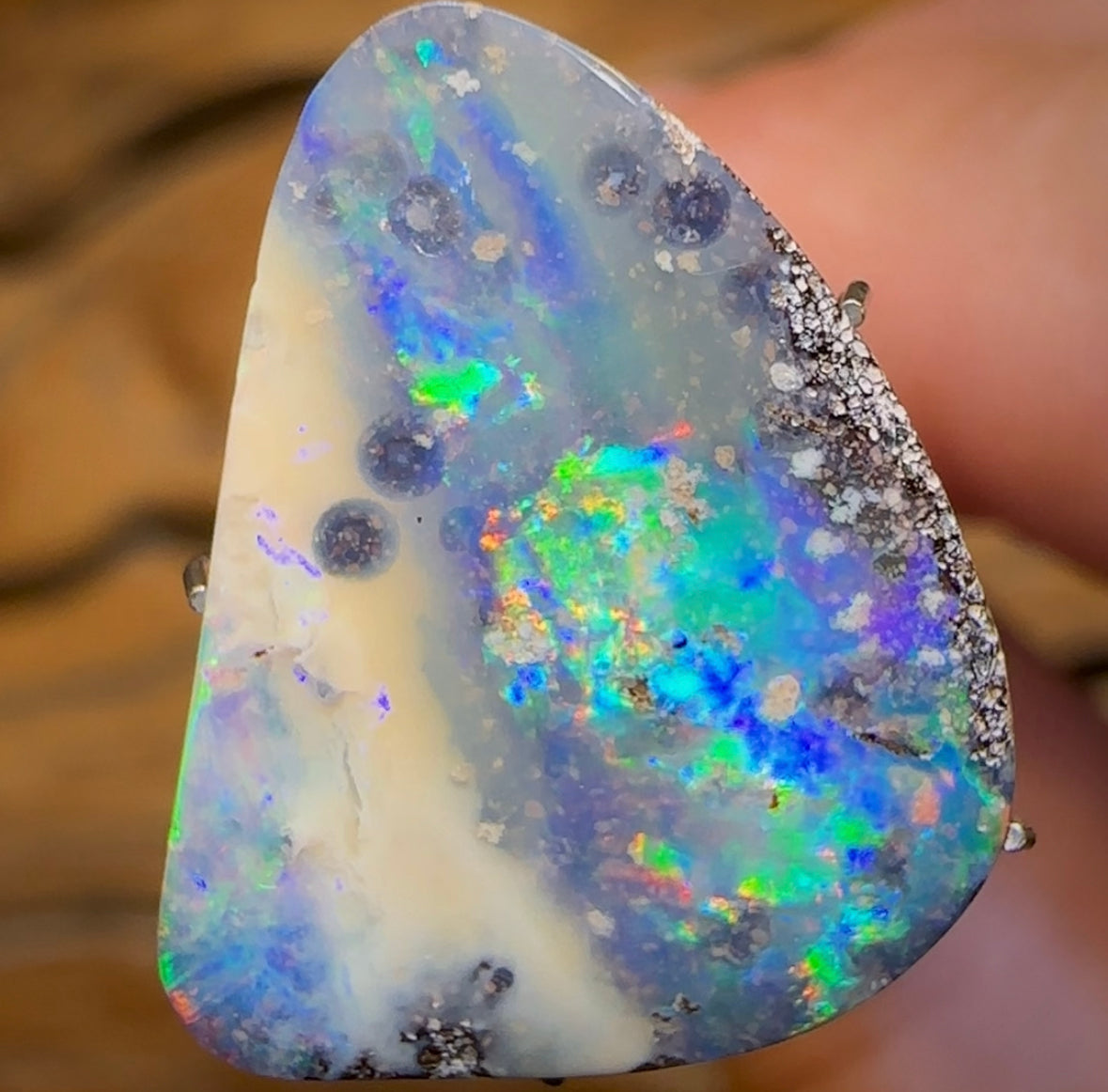 7.95cts - Electric Landscape Australian Boulder Seam Opal Picture Stone - Opal Whisperers