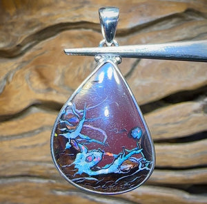 Sterling Silver - Solid Australian Tribal Boulder Opal Pendant - Opal Whisperers