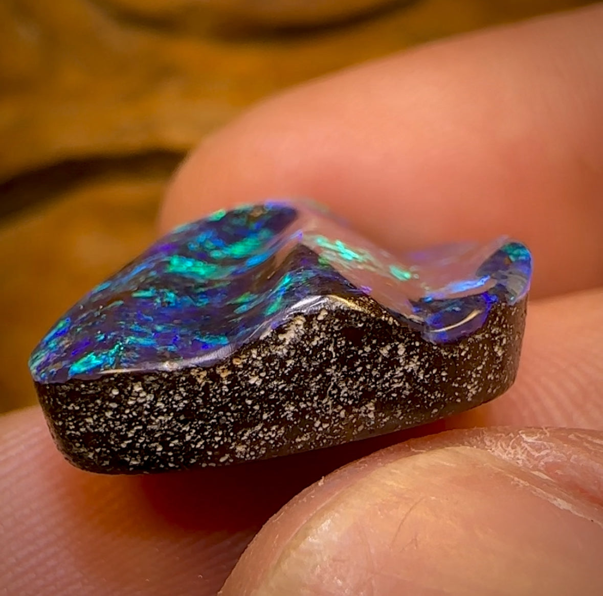 19.3cts - “Celebrity Stone” TOP GEM TOP UNDULATED CUT Yowah Seam Opal. Featured on “Outback Opal Hunters”!