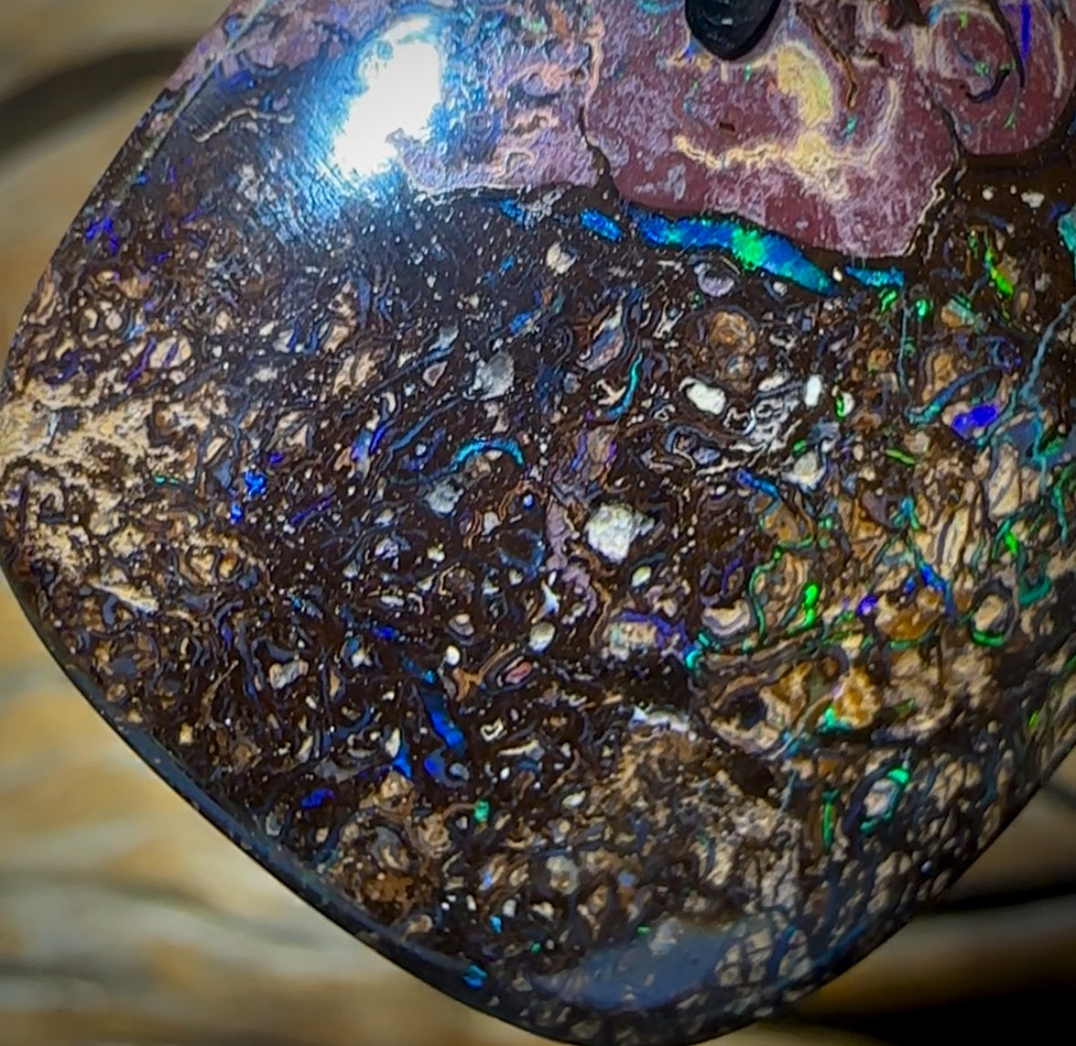 32 x 31mm - Drilled Tribal Australian Boulder Opal Necklace