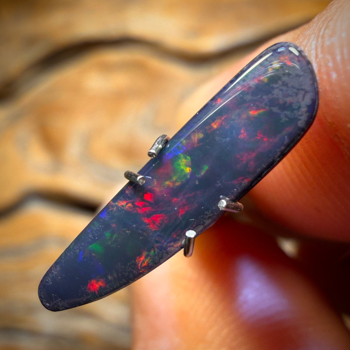 1.9cts - Wow Red Multi on Black Black Lightning Ridge Opal Doublet