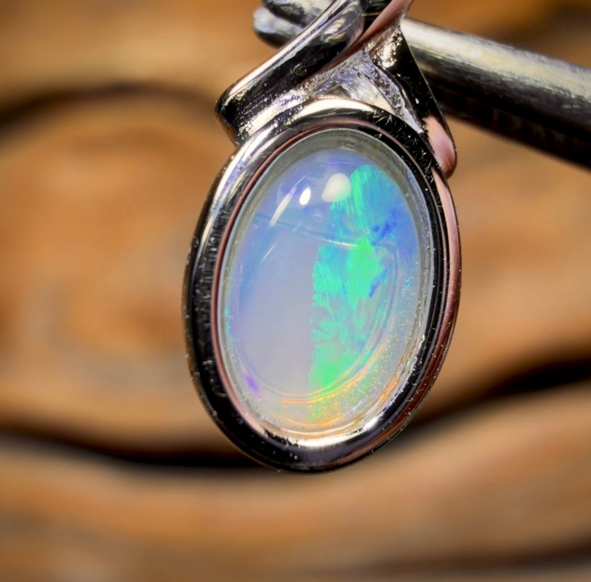 Sterling Silver - Solid South Australian Crystal Opal Pendant