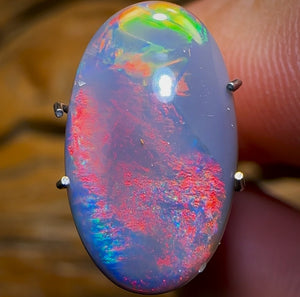 3.65cts - Top GEM Lightning Ridge Solid Black Opal. Red on Black
