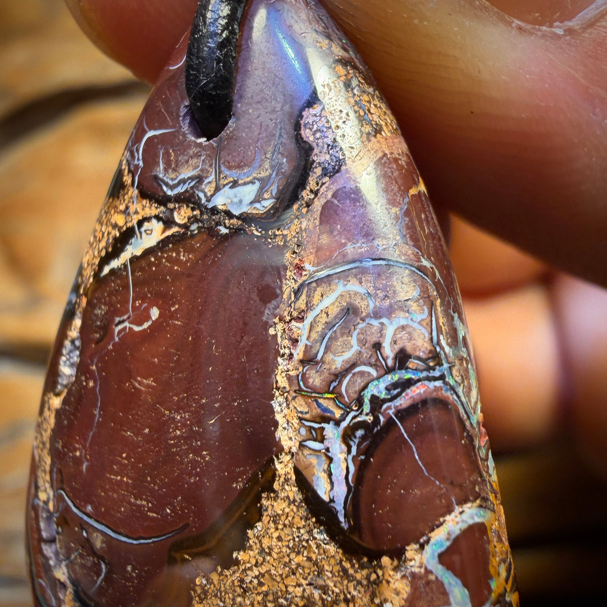 33 x 24mm - Drilled Tribal Queensland Boulder Opal Necklace