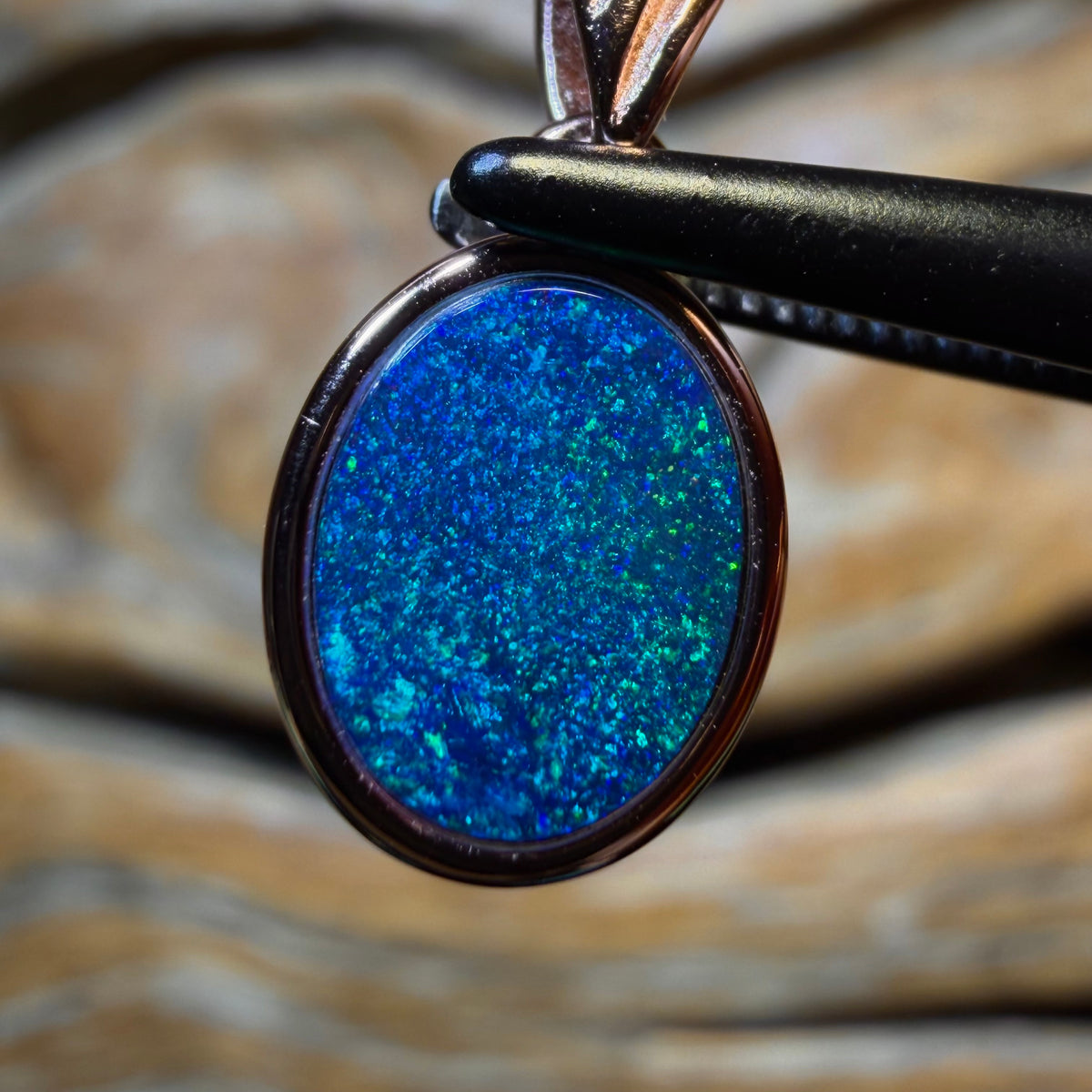 Bargain Card! Sterling Silver Rose Gold Plated - Queensland Boulder Opal Doublet Pendant