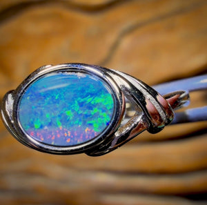 Bague doublet en argent sterling et opale Boulder du Queensland, une excellente affaire