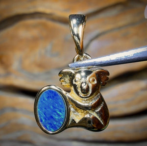 Sterling Silver Gold Plated - Australian Boulder Opal Doublet Pendant