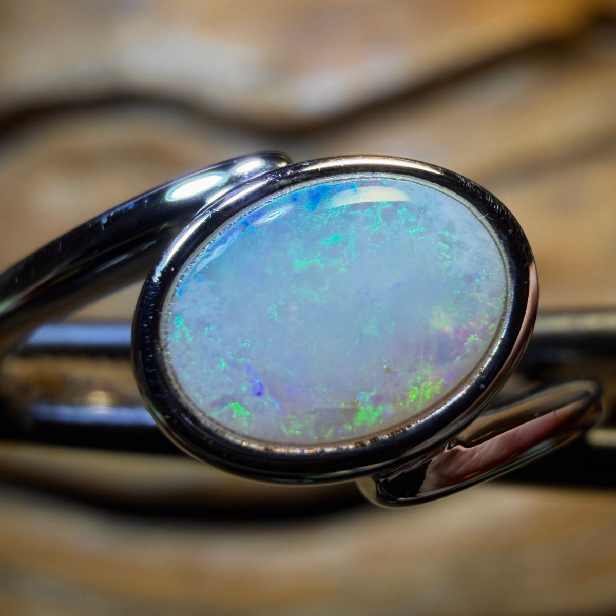 OpalFest BargainCard! Sterling Silver - Solid South Australian Crystal Opal Ring