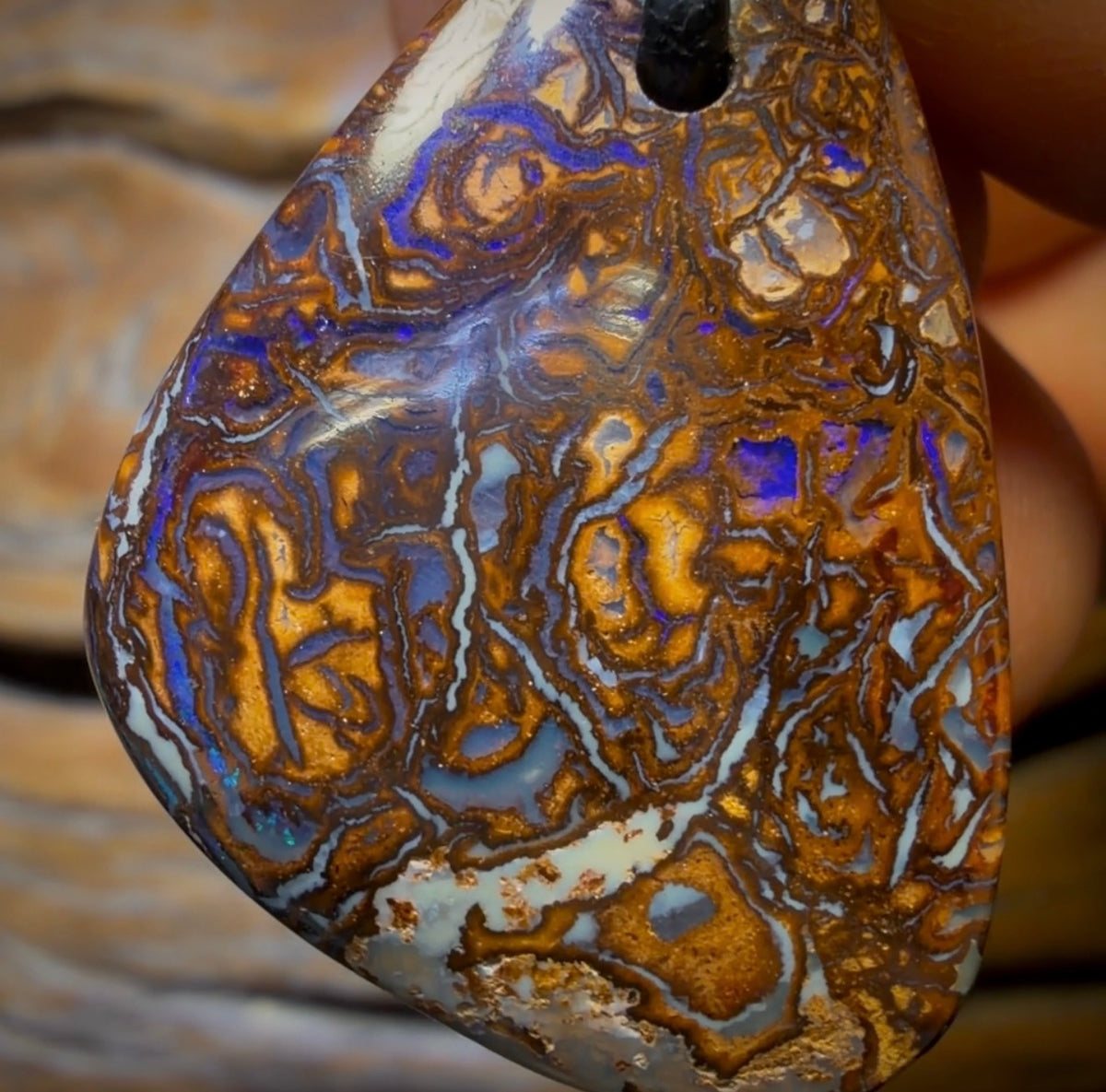 32 x 23mm - Drilled Tribal Queensland Boulder Opal Necklace