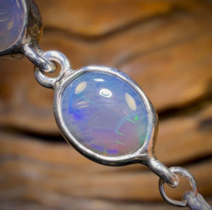 Sterling Silver - Quality Solid Lightning Ridge Crystal Opal Bracelet
