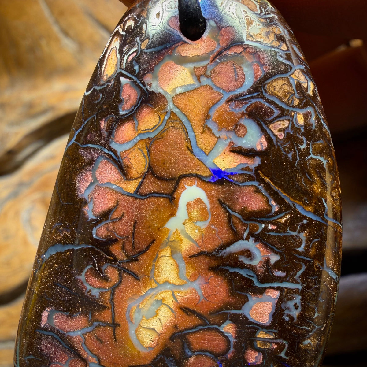Dad 51 x 33mm - Drilled Tribal Queensland Boulder Opal Necklace