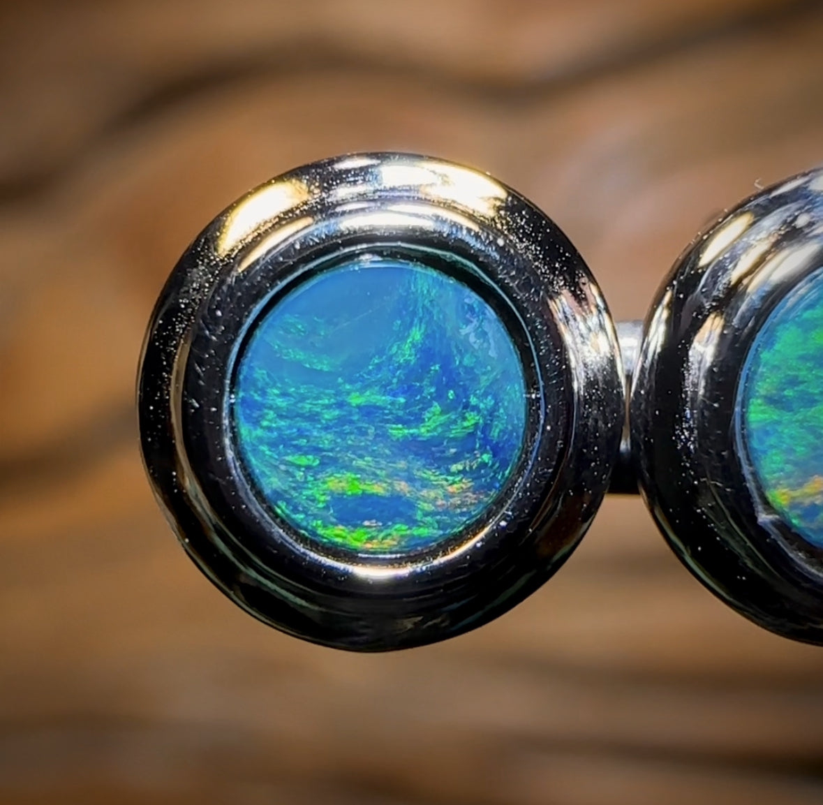 Sterling Silver - Australian Boulder Opal Doublet Stud Earrings Blue/Green. Bulk Listing