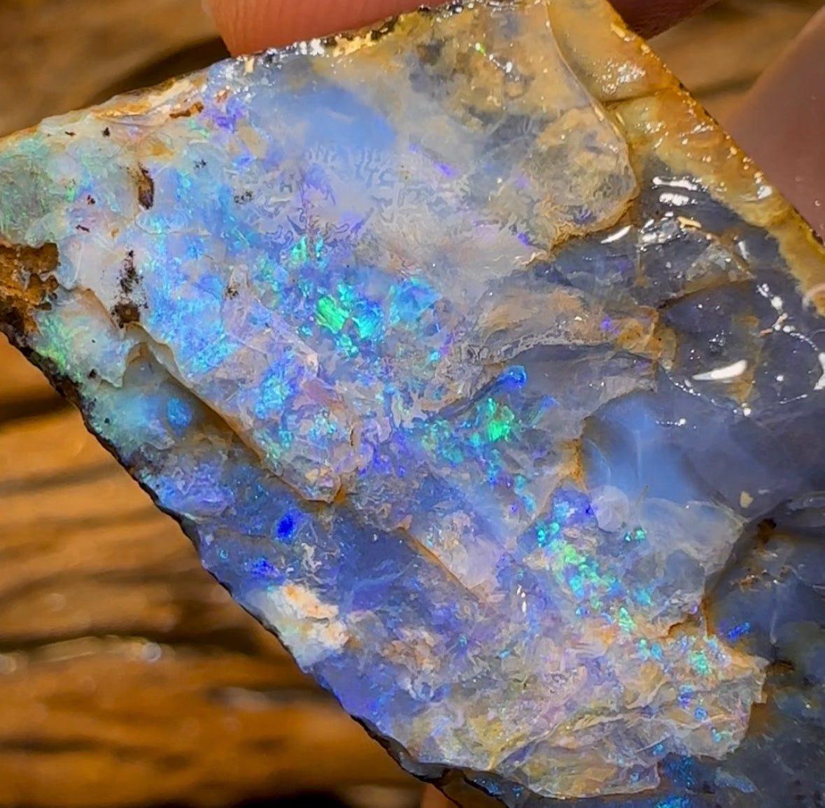 247.5cts - Australian Boulder Opal Rough Preform. Natural Split - Opal Whisperers