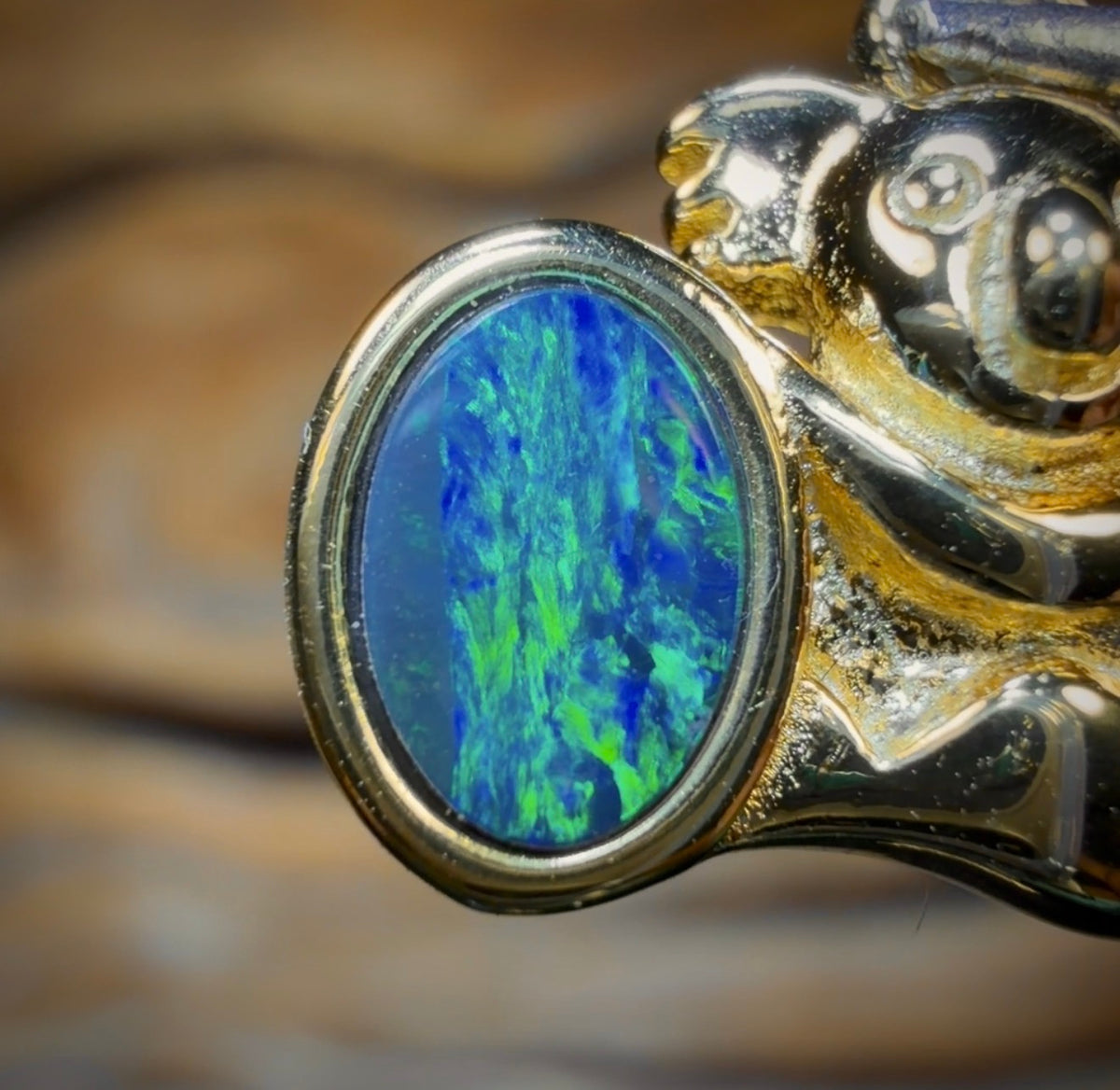 Sterling Silver Gold Plated - Australian Boulder Opal Doublet Pendant Bargain