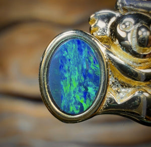 Sterling Silver Gold Plated - Australian Boulder Opal Doublet Pendant Bargain