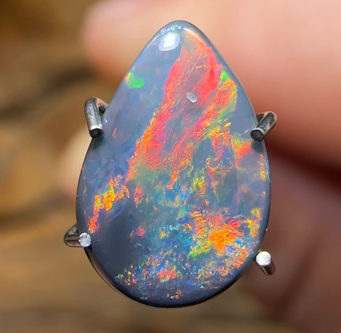 1.3cts - Australian Red on Black Opal from Lightning Ridge - Opal Whisperers
