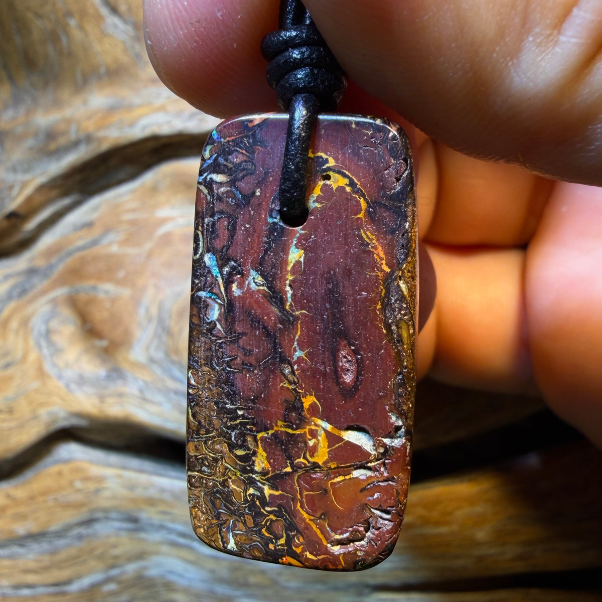 32 x 17mm - Drilled Tribal Queensland Boulder Opal Necklace. Australian Opal