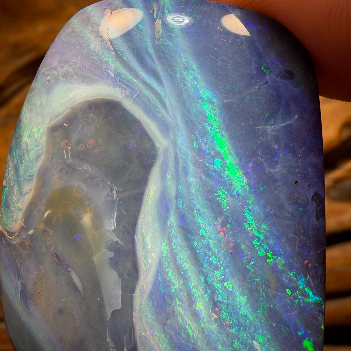 109.4cts - “Wave Break” Huge Australian Boulder Seam Opal. Top Reef Pattern Picture Stone
