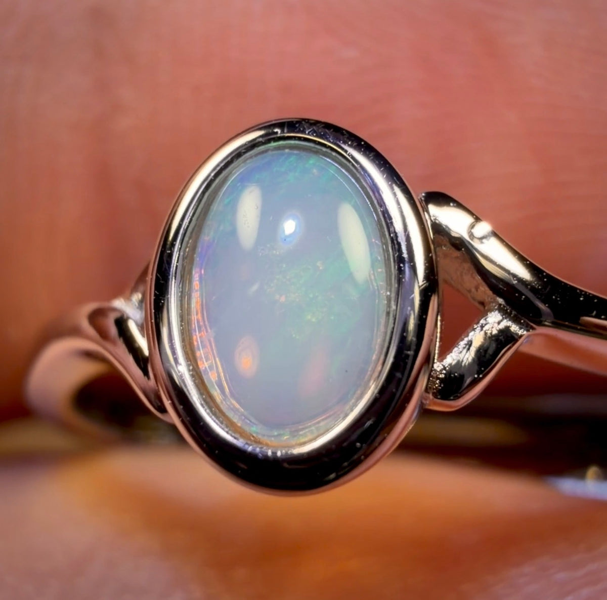 Bague en argent sterling avec opale de cristal d'Australie du Sud