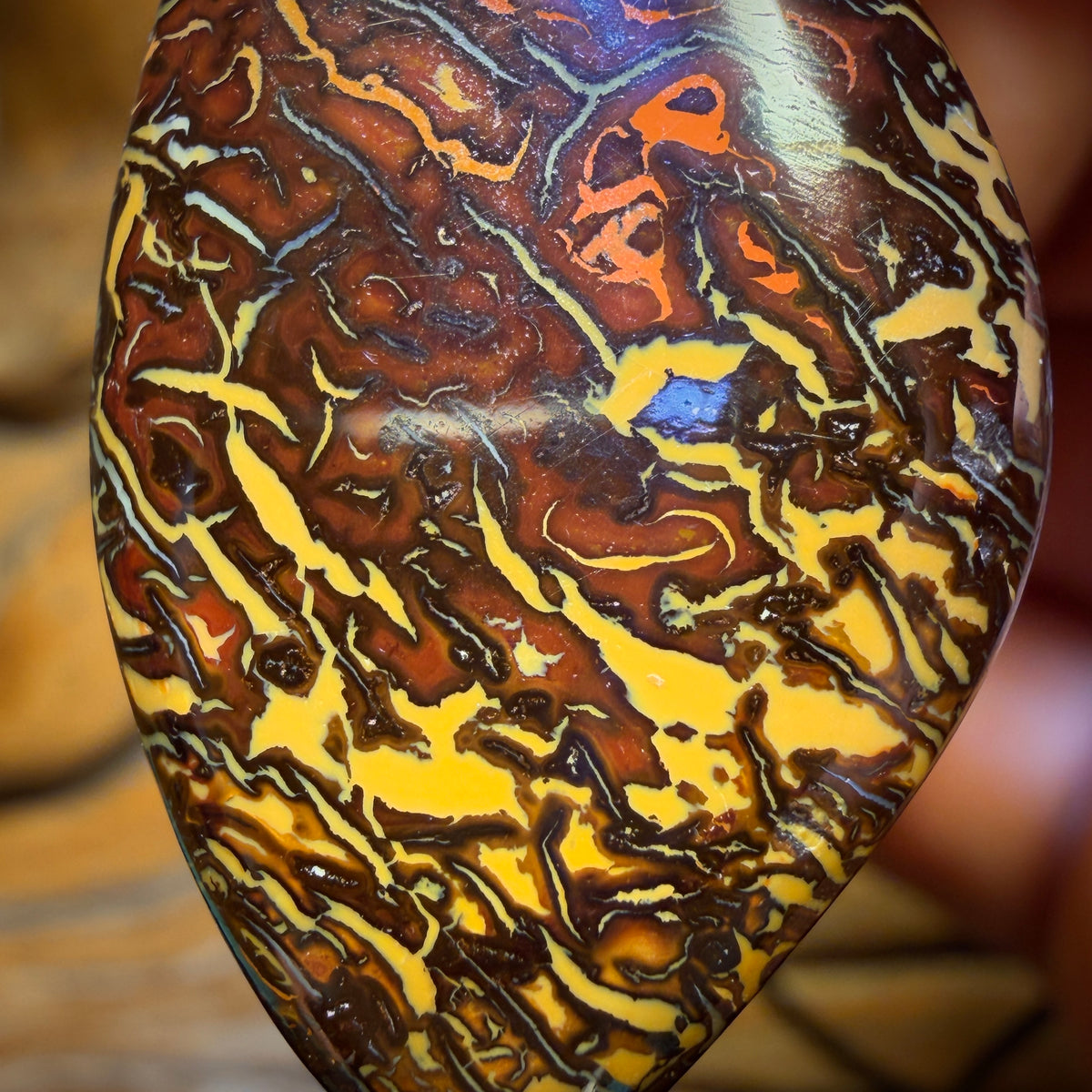 35 x 20mm - Awesome Drilled Yellow/Orange Tribal Queensland Boulder Opal Necklace