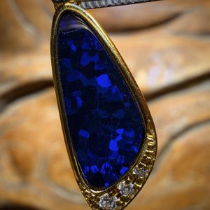 Sterling Silver Midnight Blue Gold Plated - Queensland Boulder Opal Doublet Pendant