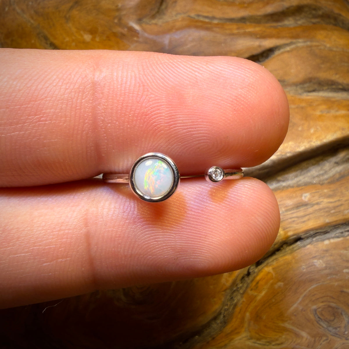 Sterling Silver - South Australian White Opal Ring