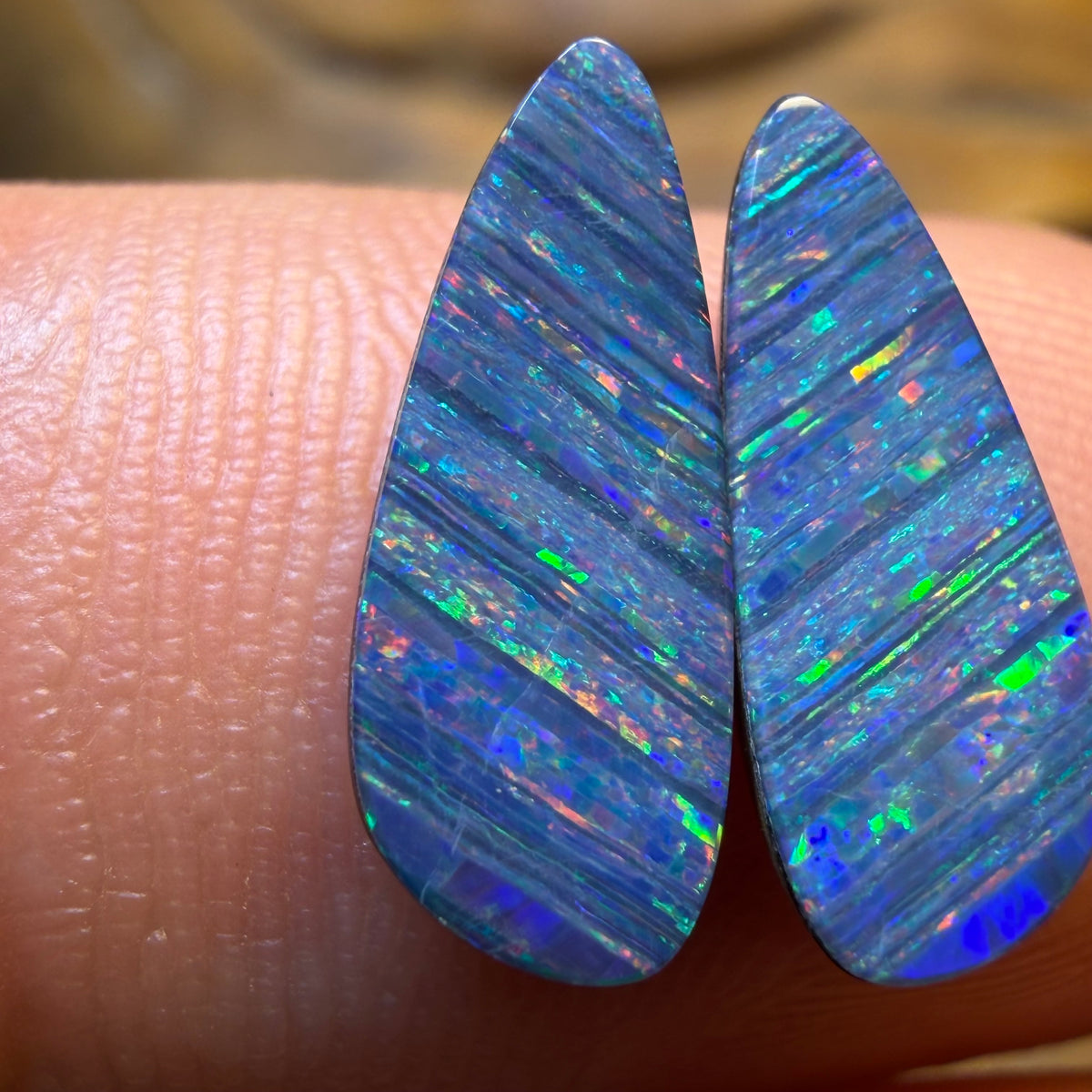2.6cts - “Feathers” Australian Boulder Opal Doublet Pair