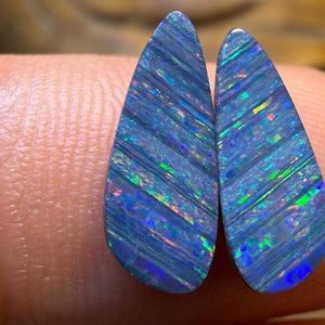 2.6cts - “Feathers” Australian Boulder Opal Doublet Pair
