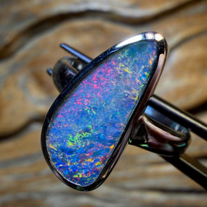 WildCard! Sterling Silver - Queensland Boulder Opal Doublet Ring