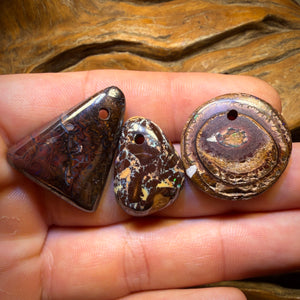 78.2cts - 3x Drilled Queensland Boulder Opals. BARGAIN Wholesale Parcel