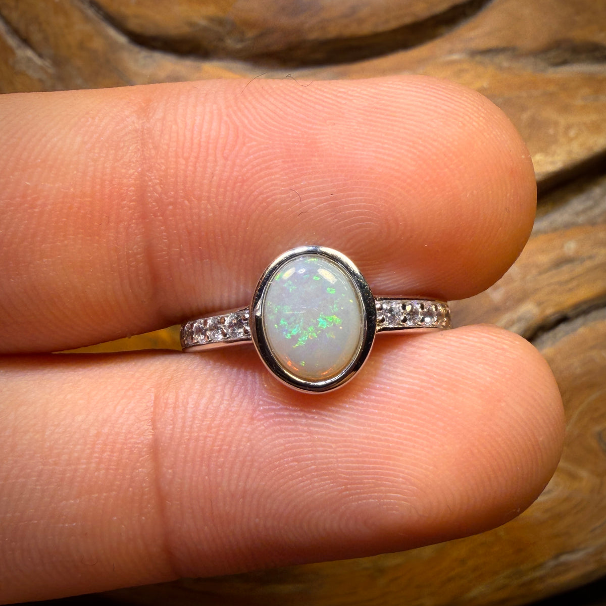 Sterling Silver - South Australian Crystal Opal Ring