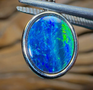 Sterling Silver - Australian Boulder Opal Doublet Pendant - Opal Whisperers